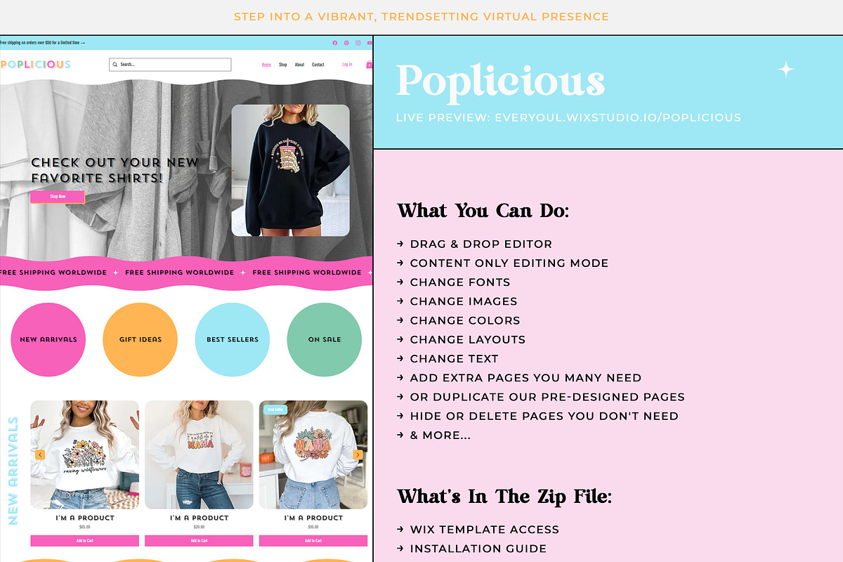 Poplicious Wix Template, a Wix Template by Girl Boss From Home (Photo 3 of 6)