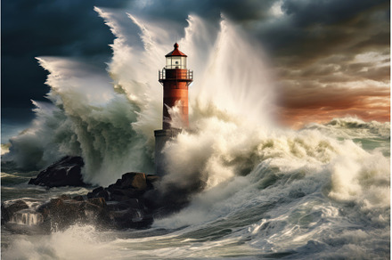 Blustery Lighthouse storm winter, a Nature Photo by Ylivdesign