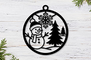 Snowman Christmas Laser Cut, a Seasonal Illustration by CraftArtStudio (Thumbnail 2 of 3)