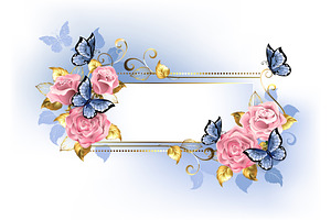 Narrow Banner With Pink Roses