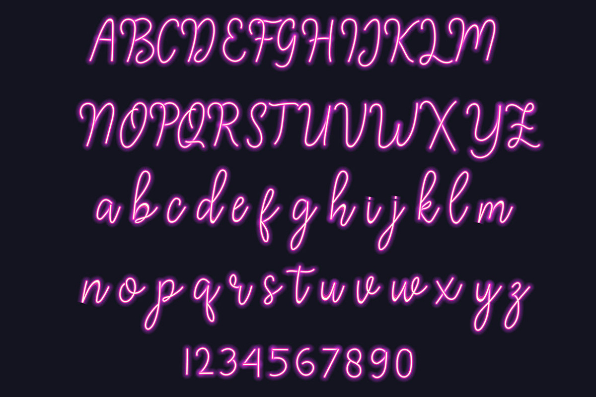 Neon Style | Script Alphabet Vector preview 6