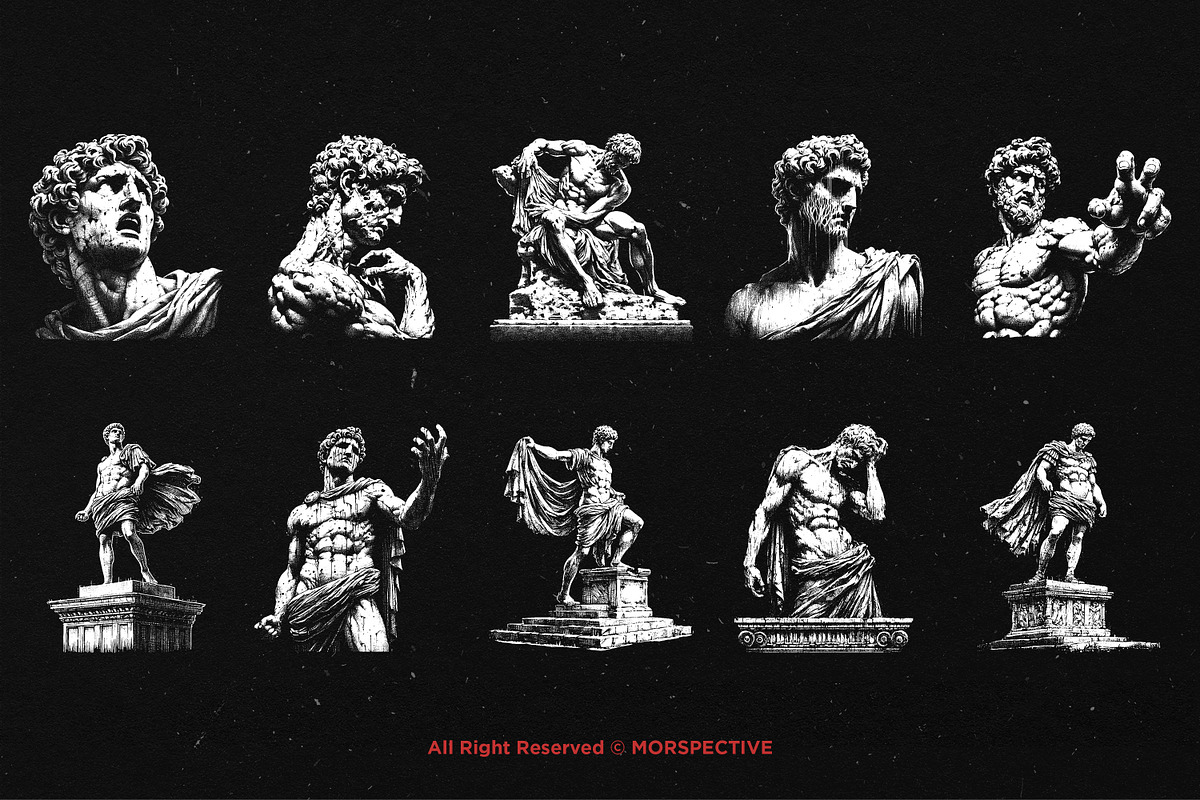 10 Bundle Dark Art Roman Statue Gods, an Illustration by Morspective (Photo 6 of 7)
