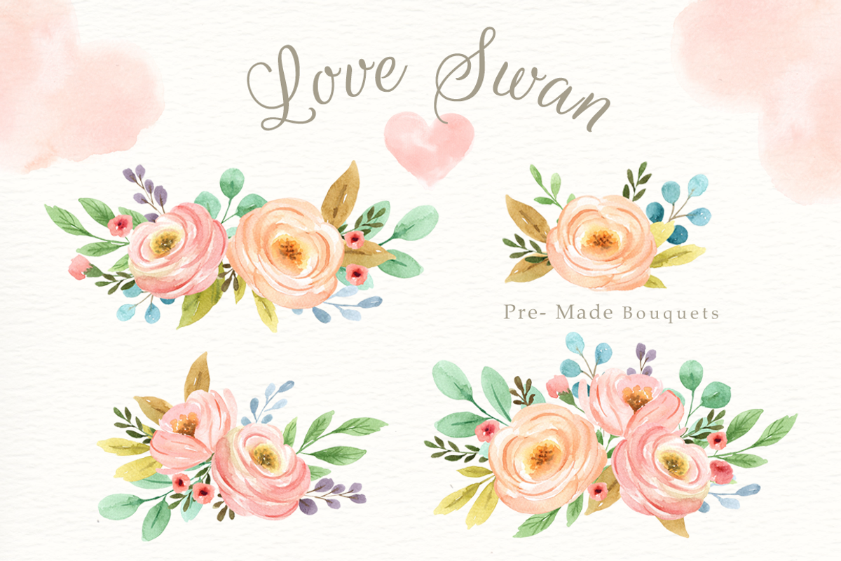 Love Swan Watercolor Clip Art, an Animal Illustration by everysunsun (Photo 4 of 5)
