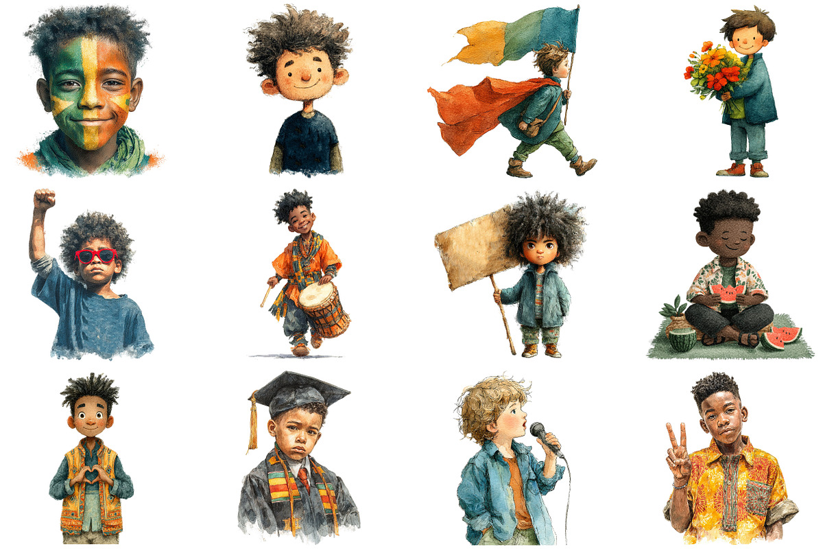 Juneteenth Black Boys PNG Clipart, an Illustration by Craft Nest (Photo 2 of 4)
