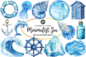 Minimalist Sea Sublimation Clipart, an Illustration by SinaCreation