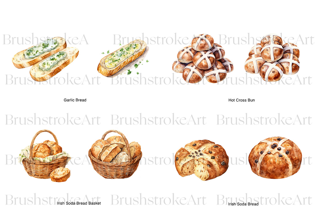 Watercolor Bread Clipart, Bread Loaf, a Food Illustration by BrushstrokeArtGB (Photo 2 of 8)