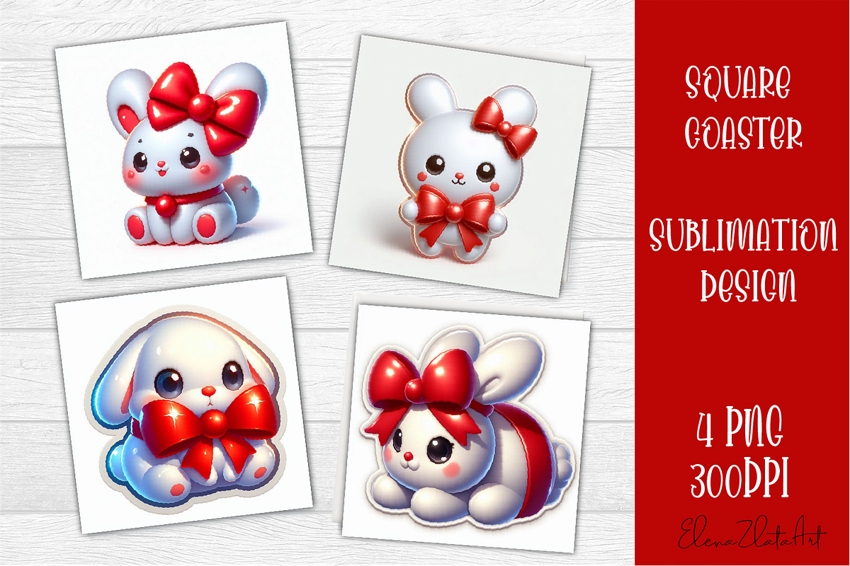 3D Christmas Coaster Sublimation, an Animal Illustration by ElenazlataArt (Photo 4 of 9)