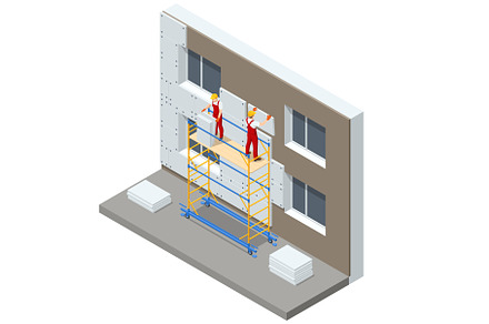 Isometric External Wall Insulation, an Object Illustration by Golden Sikorka