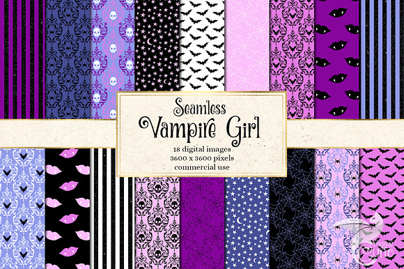 Vampire Girl Digital Paper preview 6