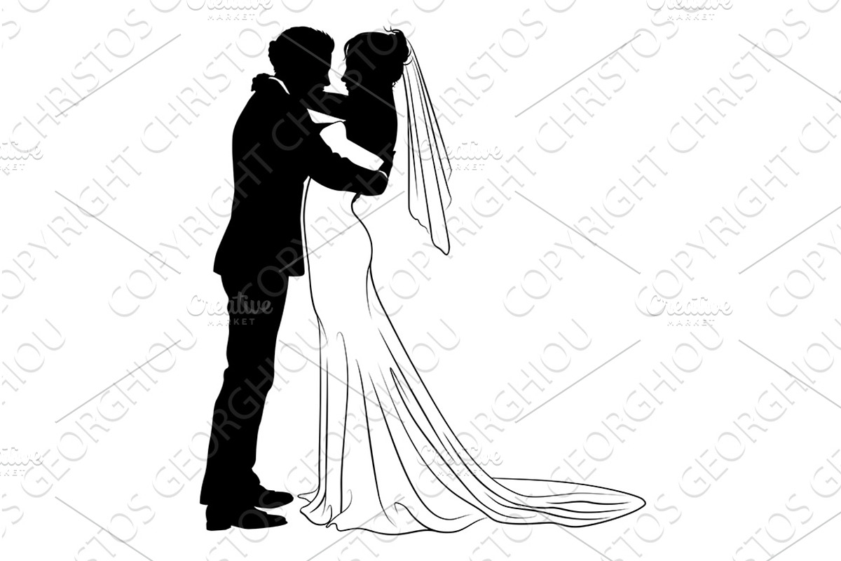 Bride And Groom Couple Wedding Dress, an Illustration by Christos Georghiou