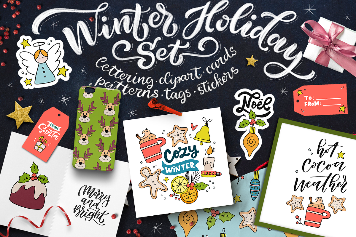 Winter Holiday Graphics Set, a Decorative Illustration by Anna Krestiannykova (Photo 1 of 15)
