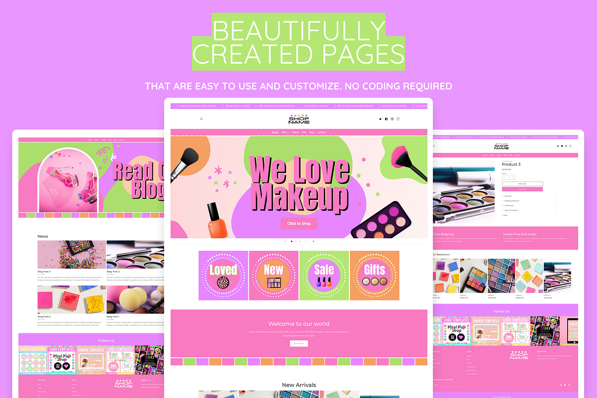 Cute Makeup Shopify Theme, a Shopify Template by SunshineStudioBoutique (Photo 6 of 9)