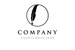 Vintage quill pen feather logo, a Branding & Logo Template by LOGOCREATIVE