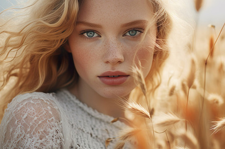 Serene Sunset. Young Woman in the Meadow, a Beauty & Fashion Photo by Iconogenic
