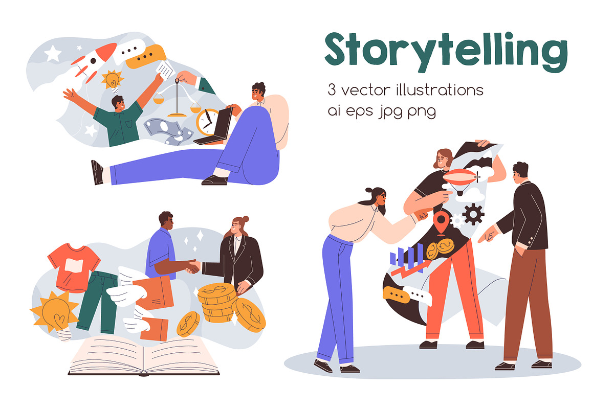 Storytelling in business concept set, a Work Illustration by Good Studio (Photo 1 of 4)