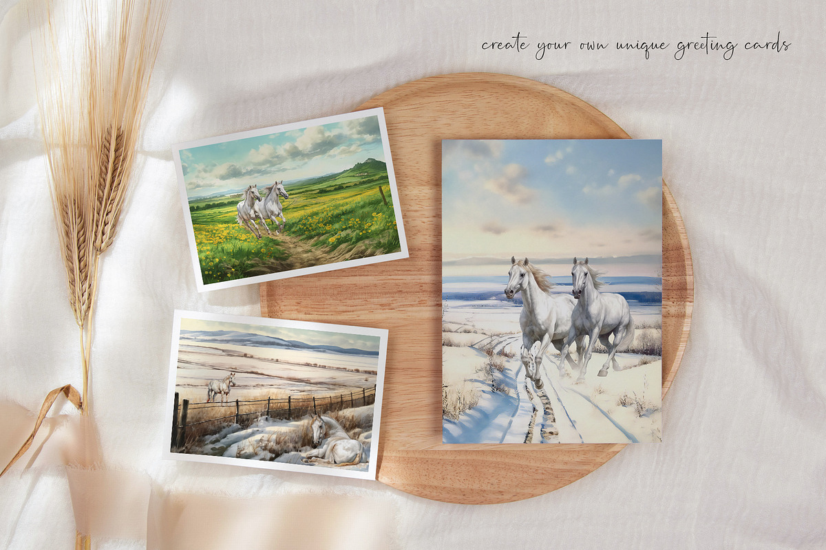 Watercolor Grey Horses & Landscapes, an Animal Illustration by Dazzling Art Boutique (Photo 3 of 11)