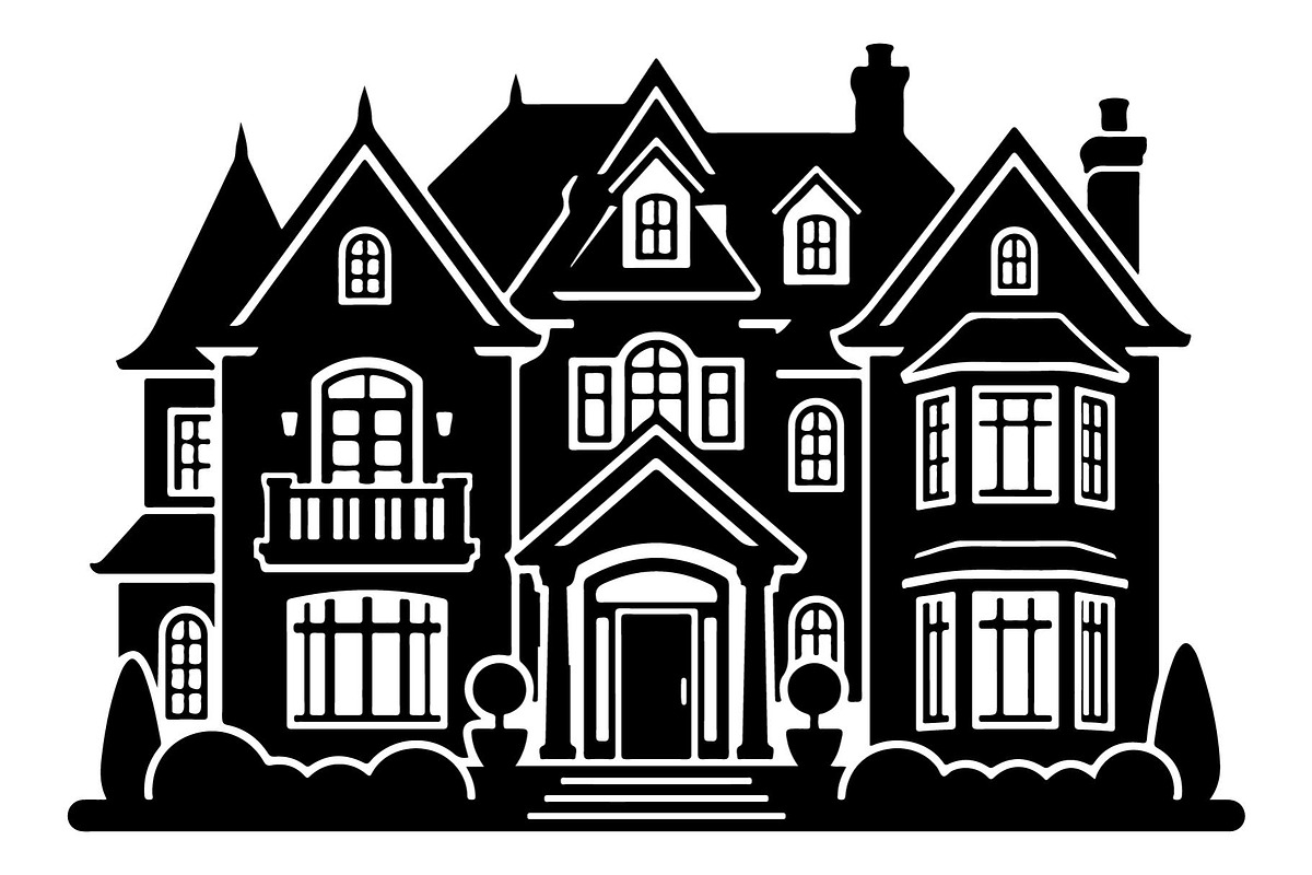 Luxury Mansion House Silhouette, an Object Graphic by hafijul (Photo 3 of 4)
