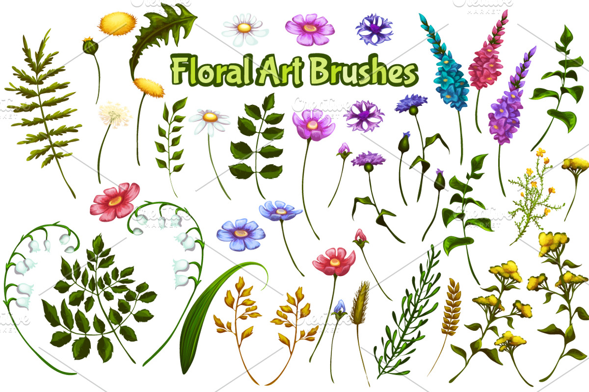 Floral vector brushes preview 2