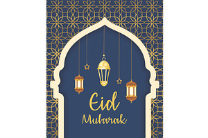 eid mubarak lanterns, an Illustration by studiogstock