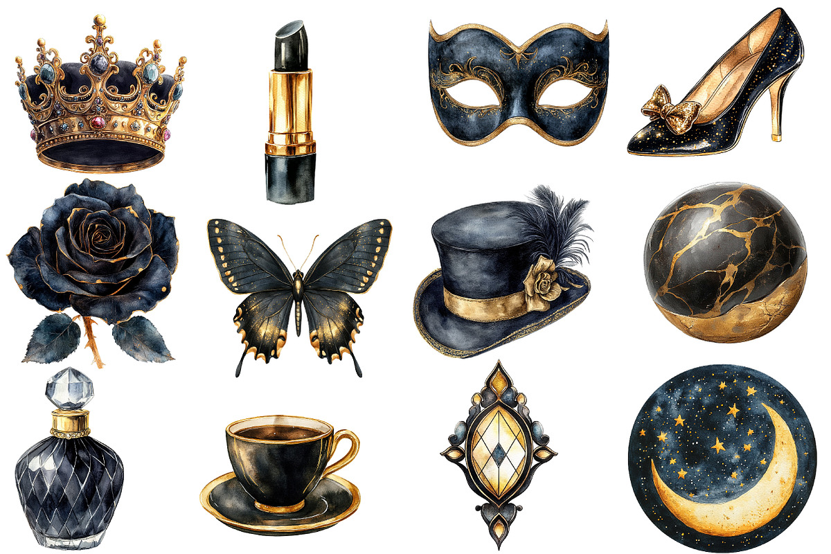 Black & Gold Luxury Clipart, an Illustration by Designworld (Photo 2 of 9)