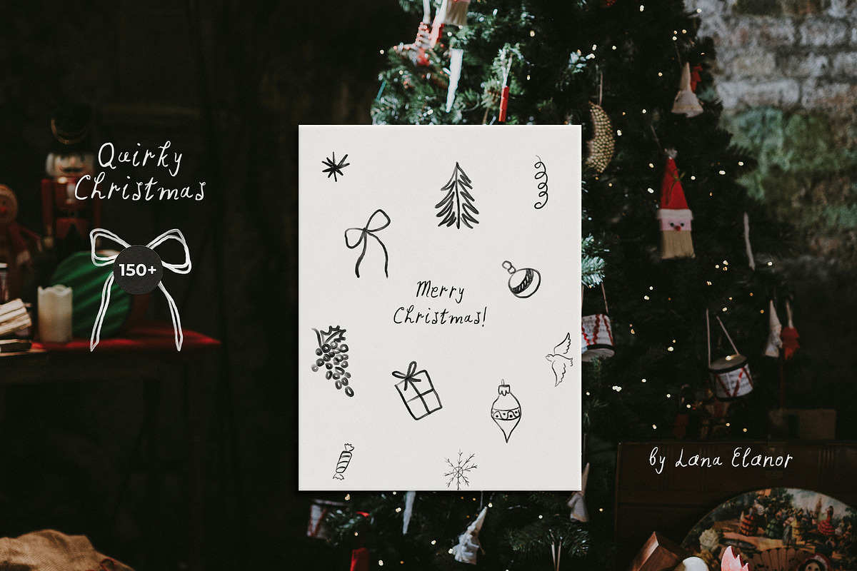 Quirky Christmas Line Drawings, an Object Graphic by Lana Elanor (Photo 4 of 12)