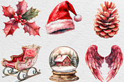 Watercolor Pink Christmas Clipart, an Illustration by Black Bird Studio (Thumbnail 6 of 6)