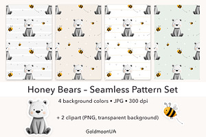 Honey Bears Patterns & Clipart