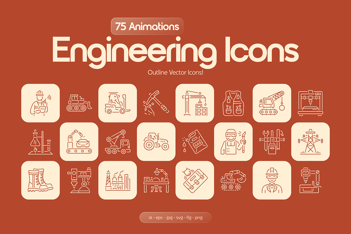 Animated Engineering Icon Set, an Outline Icon by Prosymbols (Photo 1 of 5)