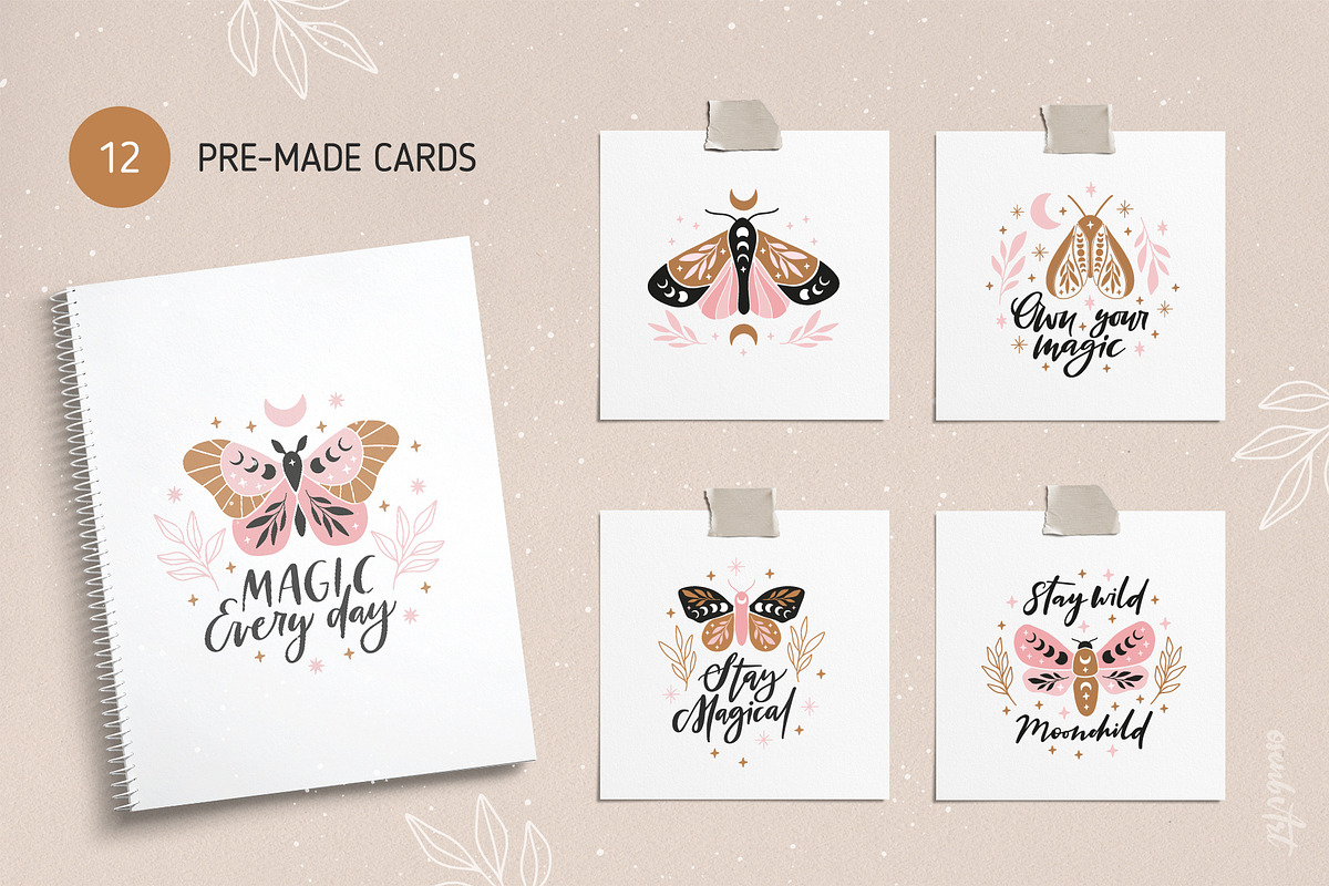 Magic Moon Butterflies Clipart Set, an Object Graphic by Alena Koval (Photo 4 of 15)