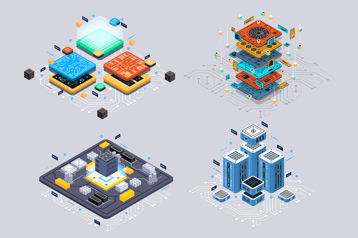 Set isometric illustrations for web., a Technology Illustration by Andrew_Derr (Photo 3 of 4)