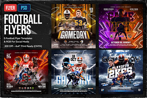 5 Football Flyer Templates, a Flyer Template by OnurDemircan