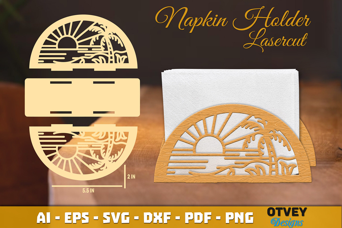 Beach Sunset Napkin Holder Lasercut, an Object Graphic by OTVEY DESIGN (Photo 10 of 13)