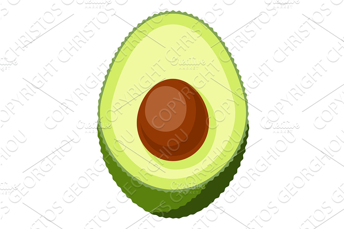 Avocado Half With Seed Healthy Food, a Food Illustration by Christos Georghiou