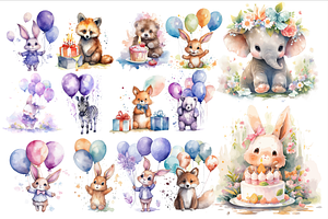 Cute Animals With A Birthday Balloon