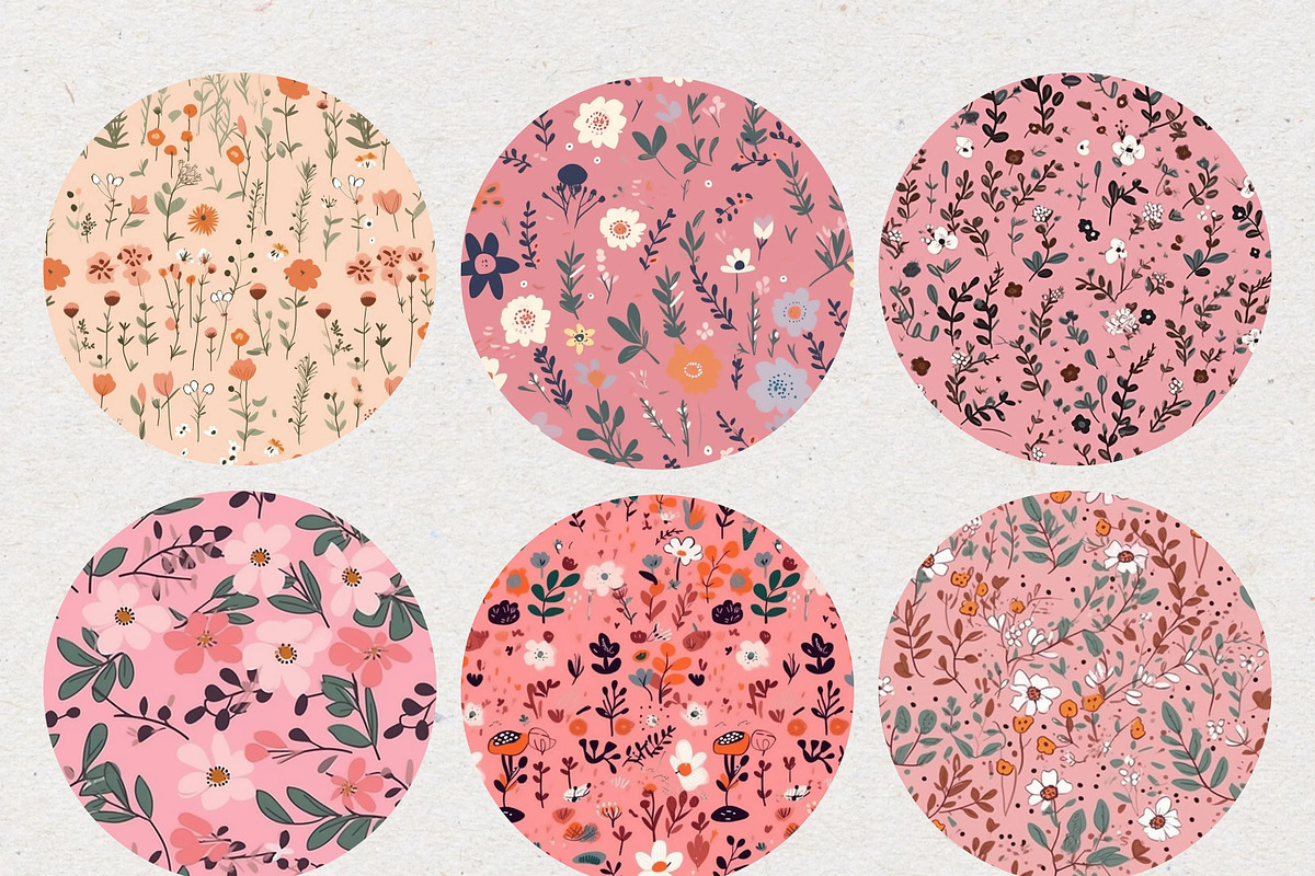 Ditsy Pink Flower Seamless Patterns, a Pattern Graphic by Natural Planners (Photo 2 of 5)