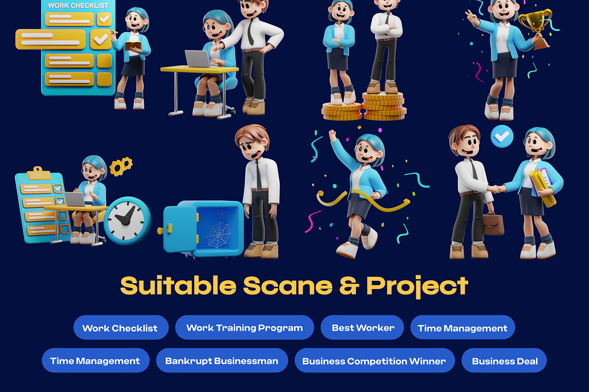 Business & Startup 3D Character Illu, a Characters & Person 3D Model by orenjidesign (Photo 3 of 8)