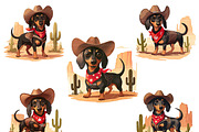 Vintage Cowboy Dog Clipart Bundle, an Animal Illustration by Design Scotch (Thumbnail 2 of 8)