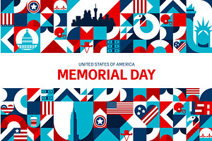 USA Memorial Day banner, an Illustration by Vector Tradition