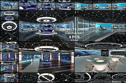 TV Studio Collection Vol 7 - 4 PCS, a Scene 3D Model by akerStudio