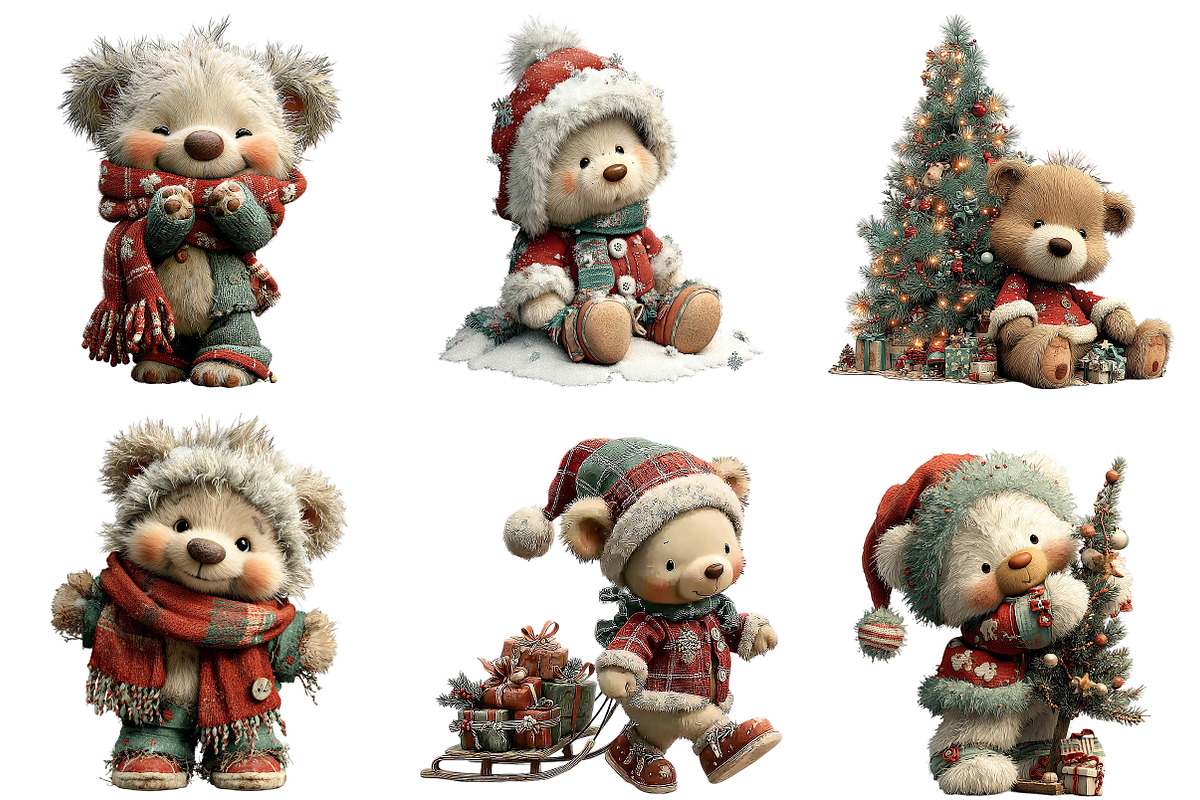 Sweet Santa Bears Clipart, an Illustration by Craft Nest (Photo 5 of 11)