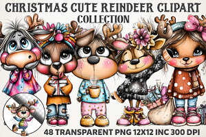 Christmas Cute Reindeer Clipart, an Illustration by RobertsArt