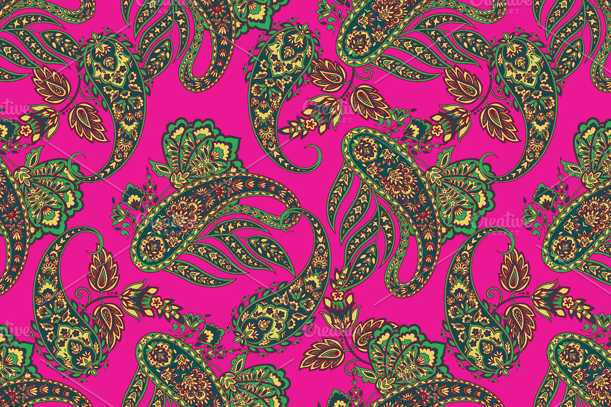 Textile paisley seamles pattern, a Pattern Graphic by antalogiya (Photo 4 of 4)