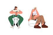 Happy people sitting on chairs set, a Person Illustration by PaperTrident (Thumbnail 2 of 8)