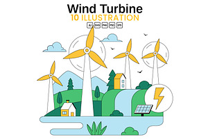 10 Wind Turbine Illustration, a Technology Illustration by denayunebgt