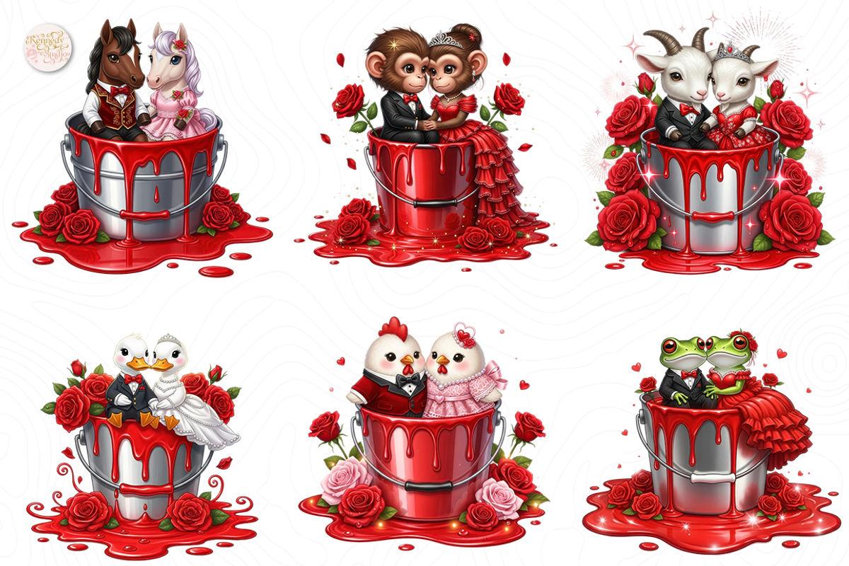 Cute Valentine Animals PNG Clipart, an Animal Illustration by KennedyStudio (Photo 3 of 5)