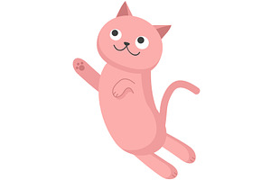 Dreamy vector cat cute cartoon flat, an Animal Illustration by SiberianArt