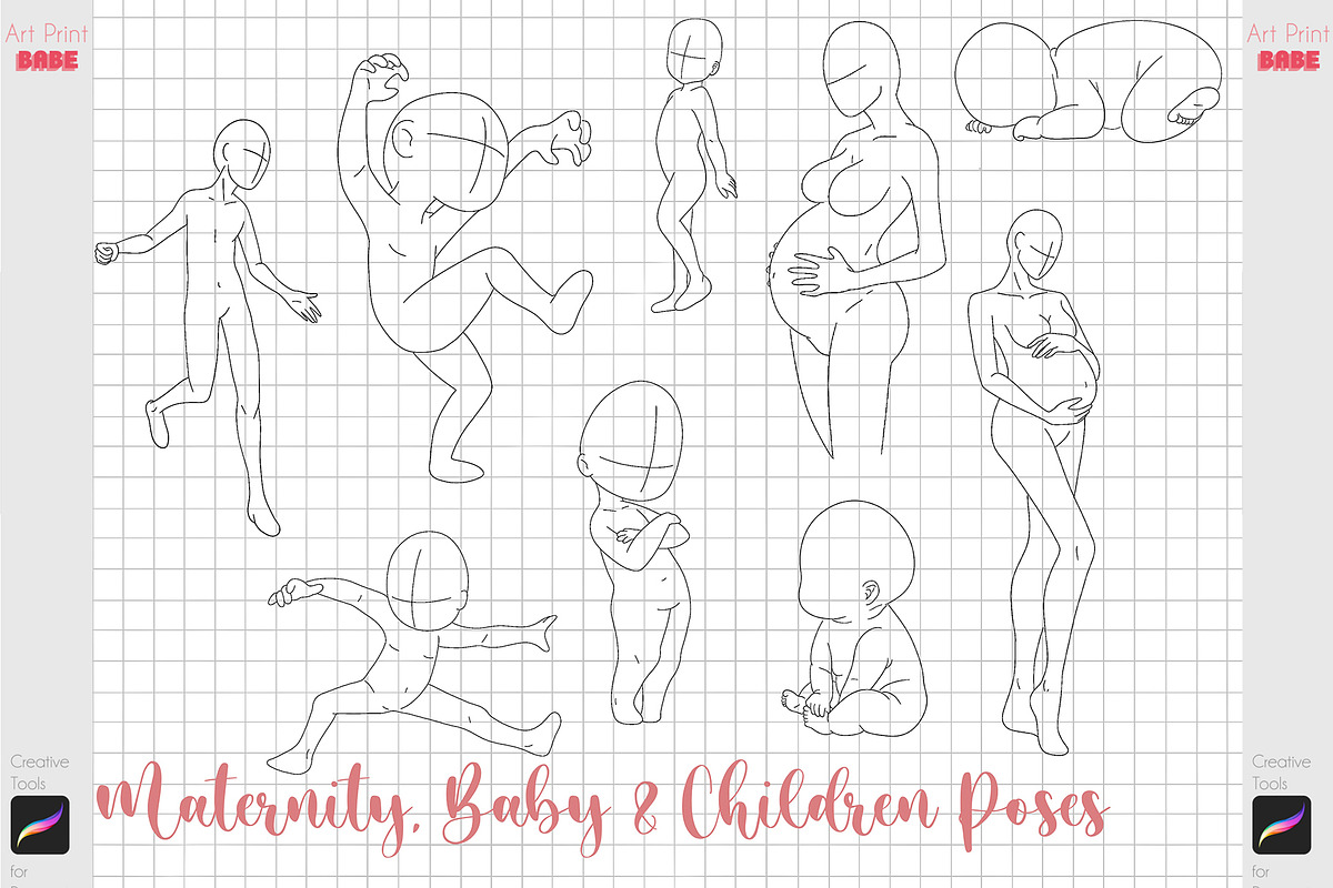 Procreate Anime Pose Body Anatomy, a Brush Add-On by ArtPrintBabe (Photo 6 of 10)