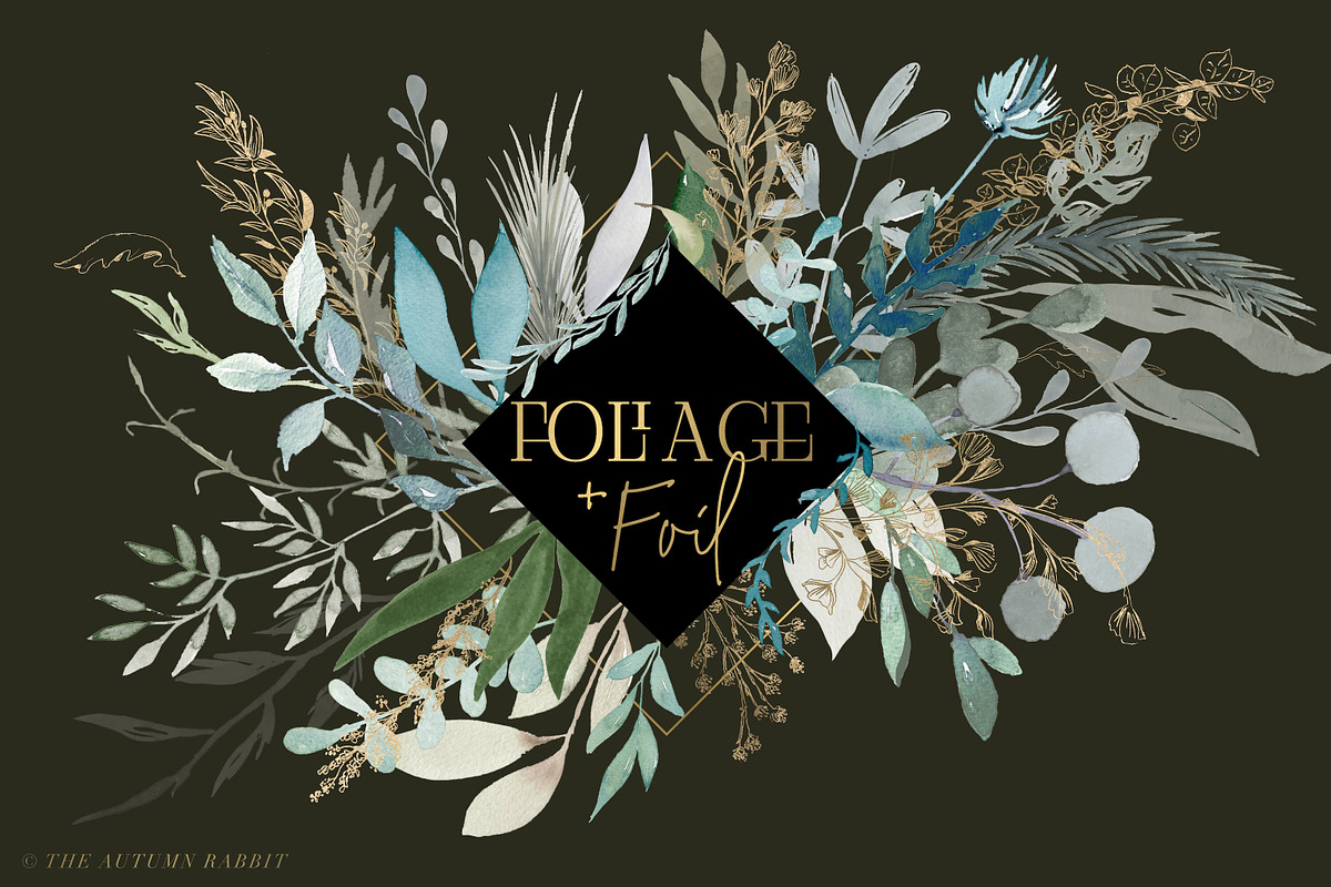 Foliage + Foil - Botanical Clipart, an Illustration by The Autumn Rabbit Ltd (Photo 5 of 11)