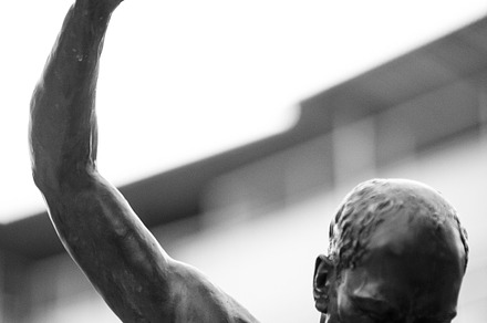 Sculpture of Man Hammering B / W