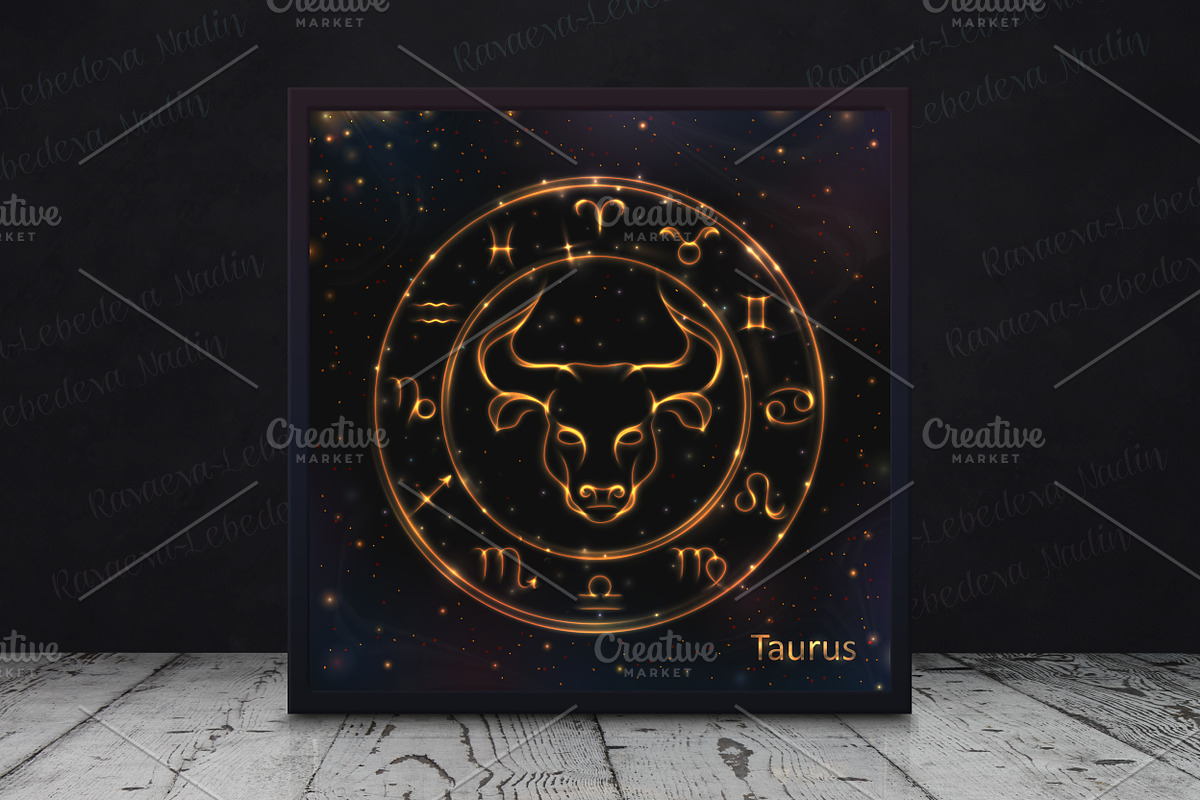 SET / GOLDEN ZODIAC SIGNS / VECTOR, an Animal Illustration by Nadin_Lebedeva (Photo 7 of 17)